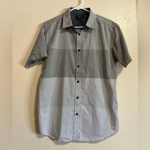 London Fog Mens Slim Fit Button Up Shirt Gray Size M Medium